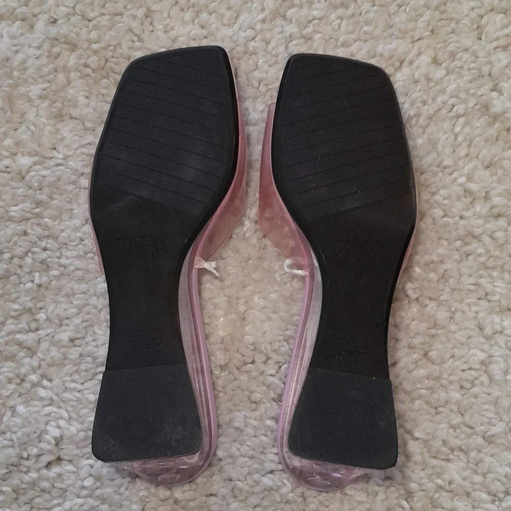 ZARA PINK PVC WEDGES with Translucent Heels Size 8 - Picture 15 of 16